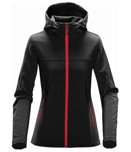 Stormtech Ladies Orbiter Hooded Soft Shell Jacket Black/Bright Red L