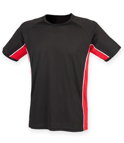Finden and Hales Performance Panel T-Shirt Black/Red/White 3XL