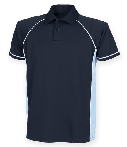 Finden and Hales Kids Performance Piped Polo Shirt Navy/Sky Blue/White 11-12