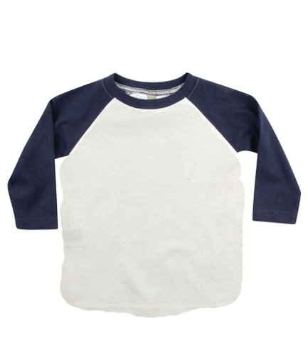 Larkwood Baby/Toddler Long Sleeve Baseball T-Shirt White/Navy 3-4