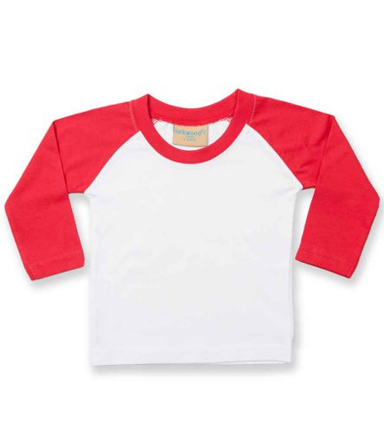 Larkwood Baby/Toddler Long Sleeve Baseball T-Shirt White/Red 3-4