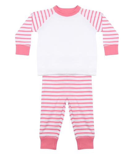 Larkwood Baby/Toddler Striped Pyjamas Pink/White 0-6