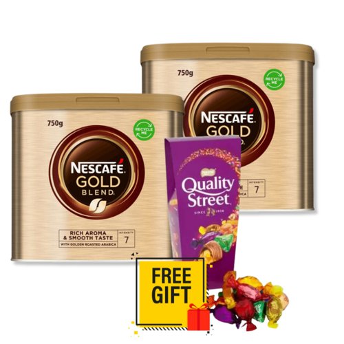 Nescafe Gold Blend Instant Coffee 750g Twin Pack + Free Quality Street