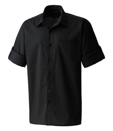 Premier Roll Sleeve Poplin Shirt Black