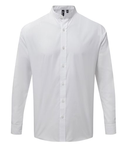 Premier Unisex Long Sleeve Grandad Shirt White