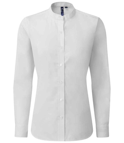 Premier Ladies Banded Collar Grandad Shirt White L