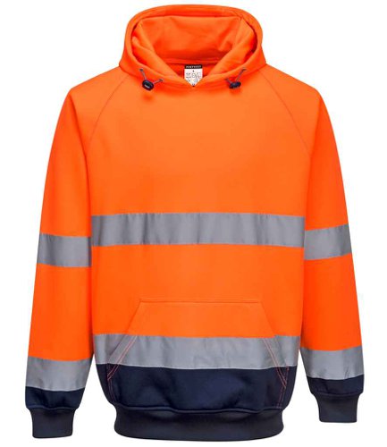 Portwest Hi-Vis Two Tone Hooded Sweatshirt Orange/Navy S