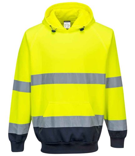 Portwest Hi-Vis Two Tone Hooded Sweatshirt Yellow/Navy 3XL