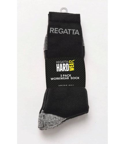 Regatta 3 Pack Workwear Socks Black 6-11