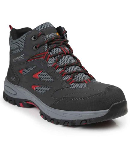 Regatta Safety Footwear Mudstone S1P Safety Hikers Ash/Rio Red 10