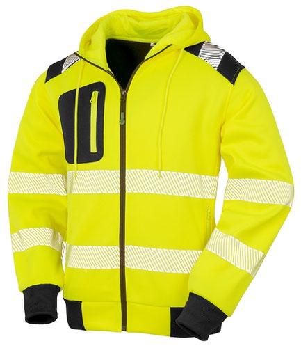 Result Genuine Recycled Robust Safety Zip Hoodie Fluorescent Yellow M