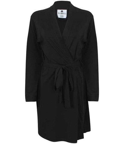 Towel City Ladies Cotton Wrap Robe Black XL