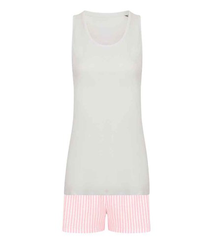 Towel City Short PJ's in a Bag White/Pink 3XL