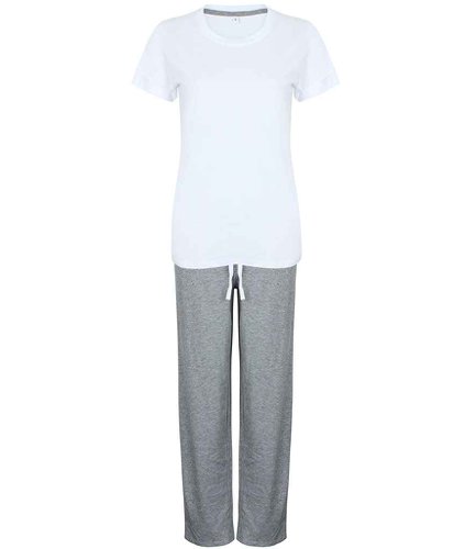 Towel City Long PJ's in a Bag White/Heather Grey 3XL