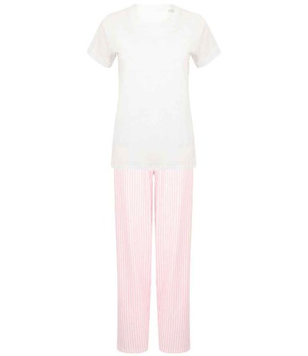 Towel City Long PJ's in a Bag White/Pink 3XL