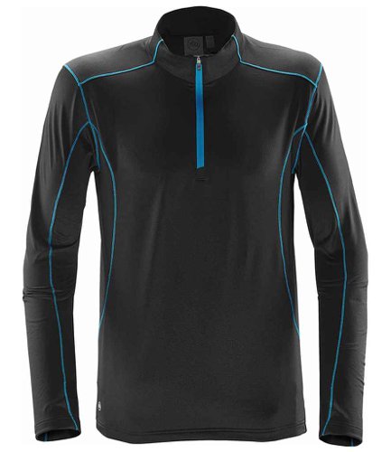 Stormtech Pulse Fleece Pullover Zip Neck Top Black/Electric Blue L