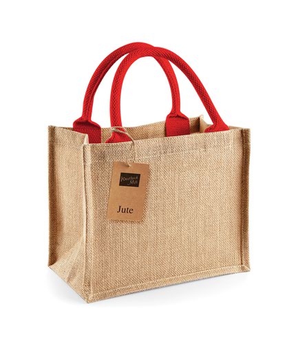 Westford Mill Jute Mini Gift Bag Natural/Bright Red Gift Bags W412 NAT/B ONE