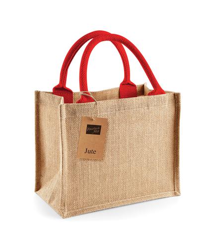 Westford Mill Jute Mini Gift Bag Natural/Bright Red