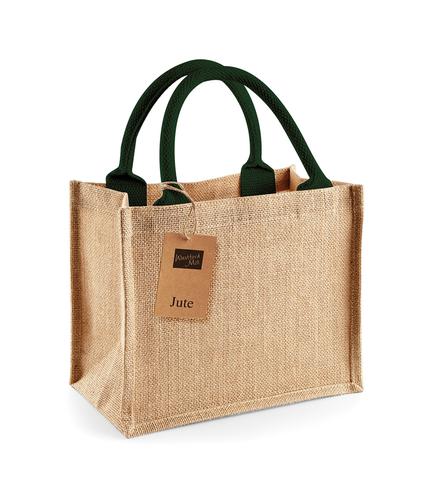Westford Mill Jute Mini Gift Bag Natural/Forest Green