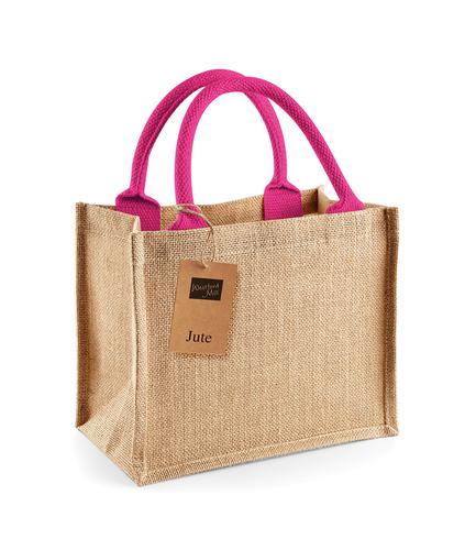 Westford Mill Jute Mini Gift Bag Natural/Fuchsia