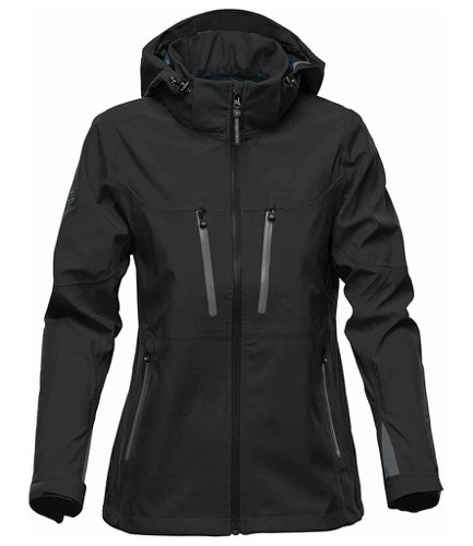 Stormtech Ladies Patrol Hooded Soft Shell Jacket Black/Carbon L