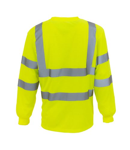 Yoko Hi-Vis Long Sleeve T-Shirt Yellow S Polo Shirts and T-Shirts YK012 YEL S