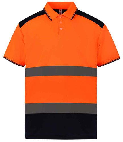 Yoko Two Tone Short Sleeve Polo Shirt Orange/Navy 4XL