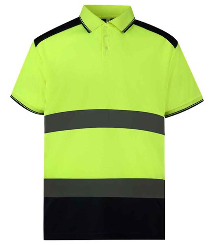Yoko Two Tone Short Sleeve Polo Shirt Yellow/Navy 4XL