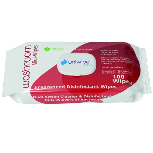 Uniwipe Midi-Wipe Washroom Wipes (Pack 100) 1041