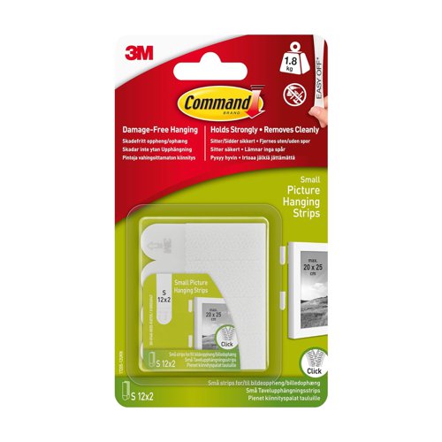 3M Command Small Picture Hanging Strips White (Pack 12x4) 17205-12