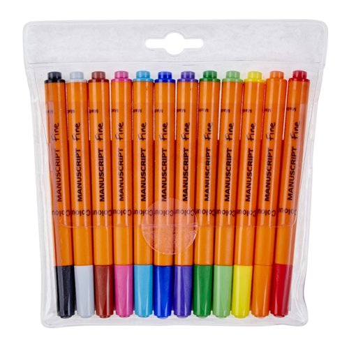 Manuscript Colour Markers Assorted Colours Fine (Pack 12)