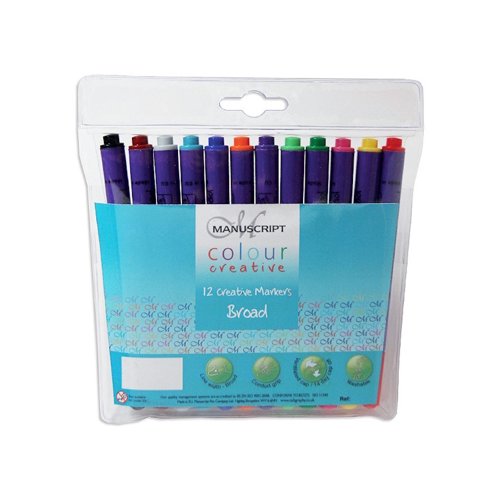 Manuscript Colour Markers Assorted Colours Broad (Pack 12)