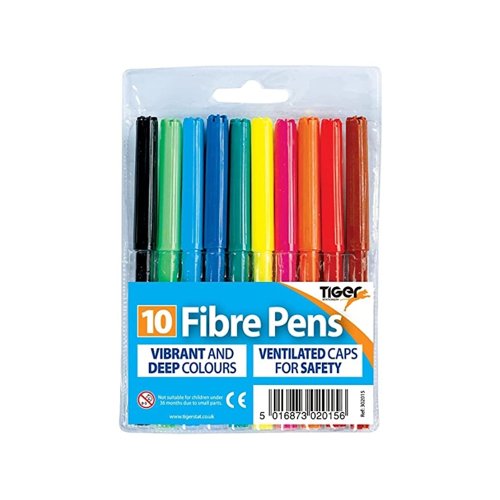 Fibre Tip Pens Assorted Colours (Pack 10)