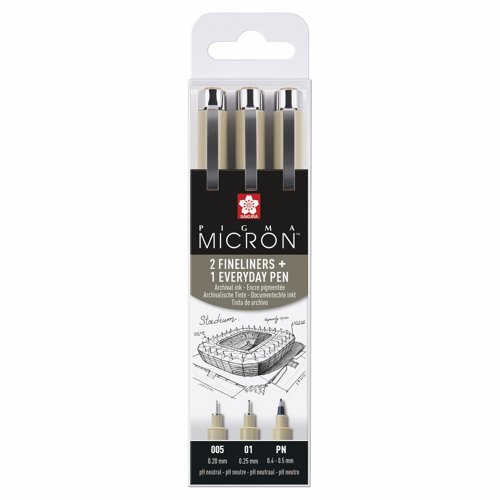 Sakura Pigma Micron Fineliner Set Architecture Black (Pack 3) POXSDK3UR