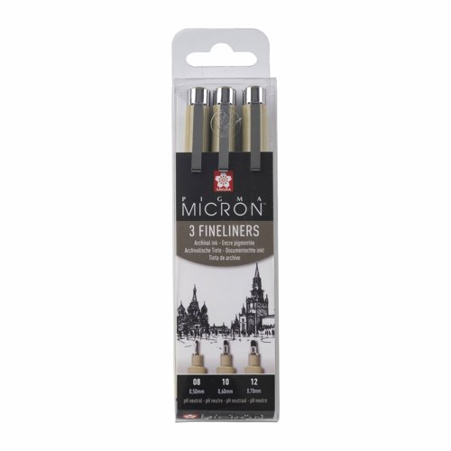 Sakura Pigma Micron Fineliner Set Broad Sizes Black (Pack 3) POXSDK3A