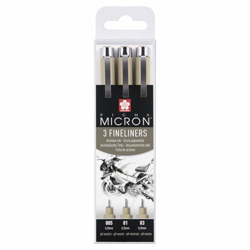 Sakura Pigma Micron Fineliner Set Design Black (Pack 3) XSDK3FD
