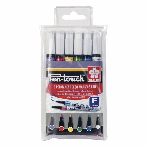 Sakura Pen-Touch Fine Assorted Colours (Pack 6) POXPMKA6