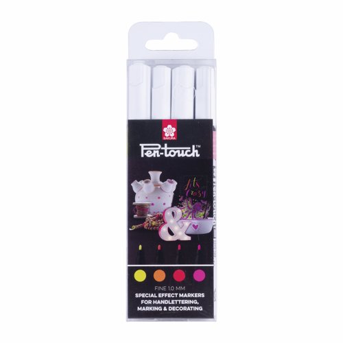 Sakura Pen-Touch Fine Assorted Fluorescent (Pack 4) POXPMKAF4