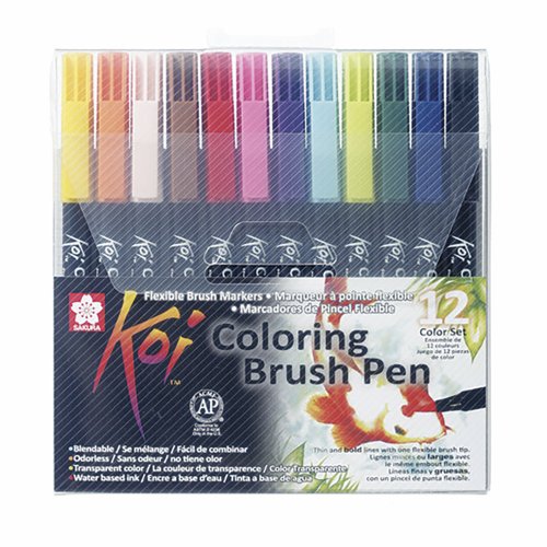 Sakura Koi Colouring Brush Pen Set Assorted Colours (Pack 12) XBR12A