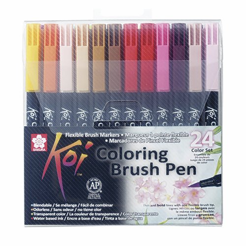 Sakura Koi Colouring Brush Pen Set Assorted Colours (Pack 24) XBR24A