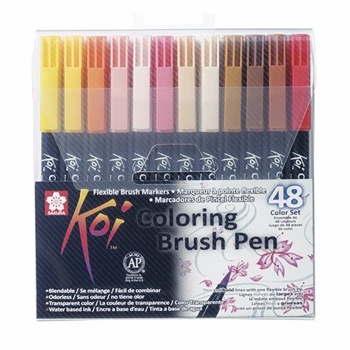 Sakura Koi Colouring Brush Pen Set Assorted Colours (Pack 48) XBR48A