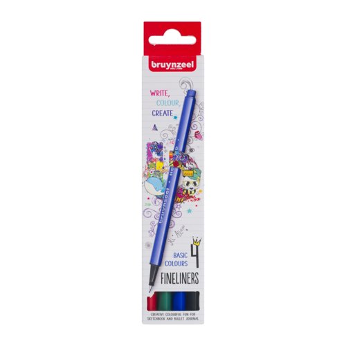 Bruynzeel Fineliner Set Assorted Colours (Pack 4) 60241004