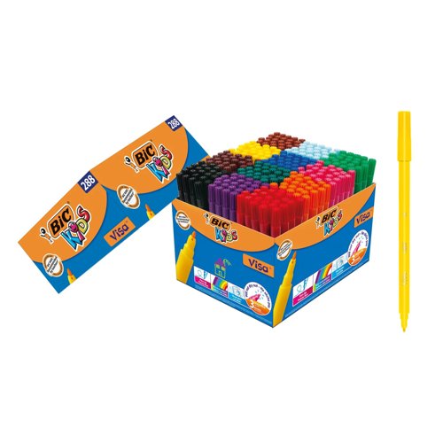 BIC KIDS Visa Felt Tip Pens Classpack Assorted Colours (Pack 288) 8970991