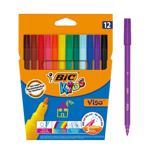BIC KIDS Visa Felt Tip Pens Assorted Colours 8886956