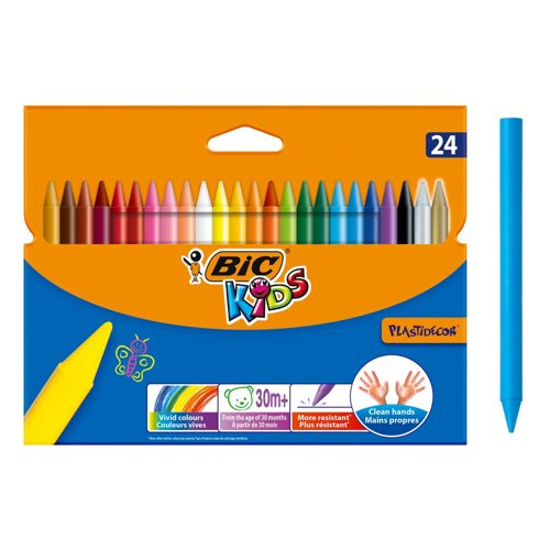 BIC KIDS Plastidecor Crayons Assorted Colours (Pack 24) 8297724
