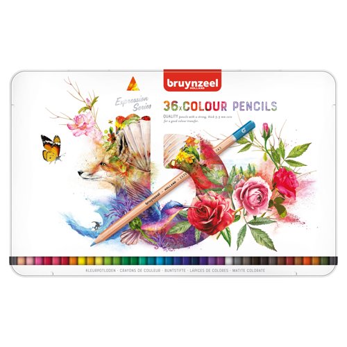 Bruynzeel Expression Colour Pencil Tin Assorted Colours (Pack 36) 60312036