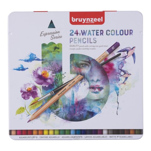 Bruynzeel Expression Watercolour Pencil Tin Assorted Colours (Pack 24) 60313024