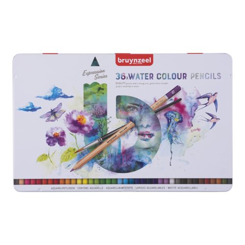 Bruynzeel Expression Watercolour Pencil Tin Assorted Colours (Pack 36) 60313036