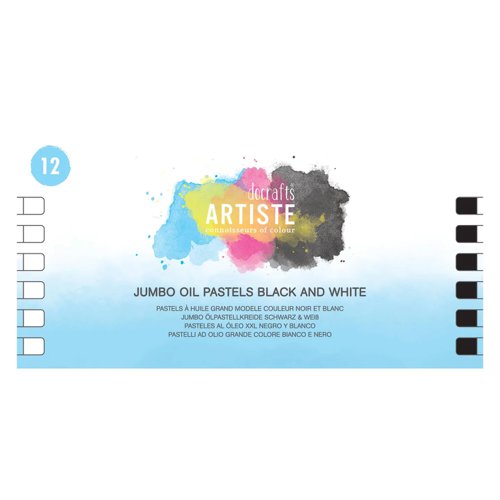 Docrafts Artiste Jumbo Oil Pastels Black/White (Pack 12) DOA 551021