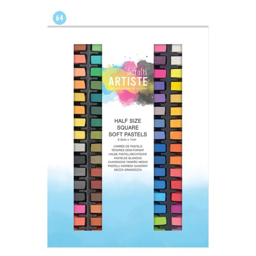 Docrafts Artiste Soft Pastels Half Size Square 32x10mm Assorted (Pack 64) DOA 551026